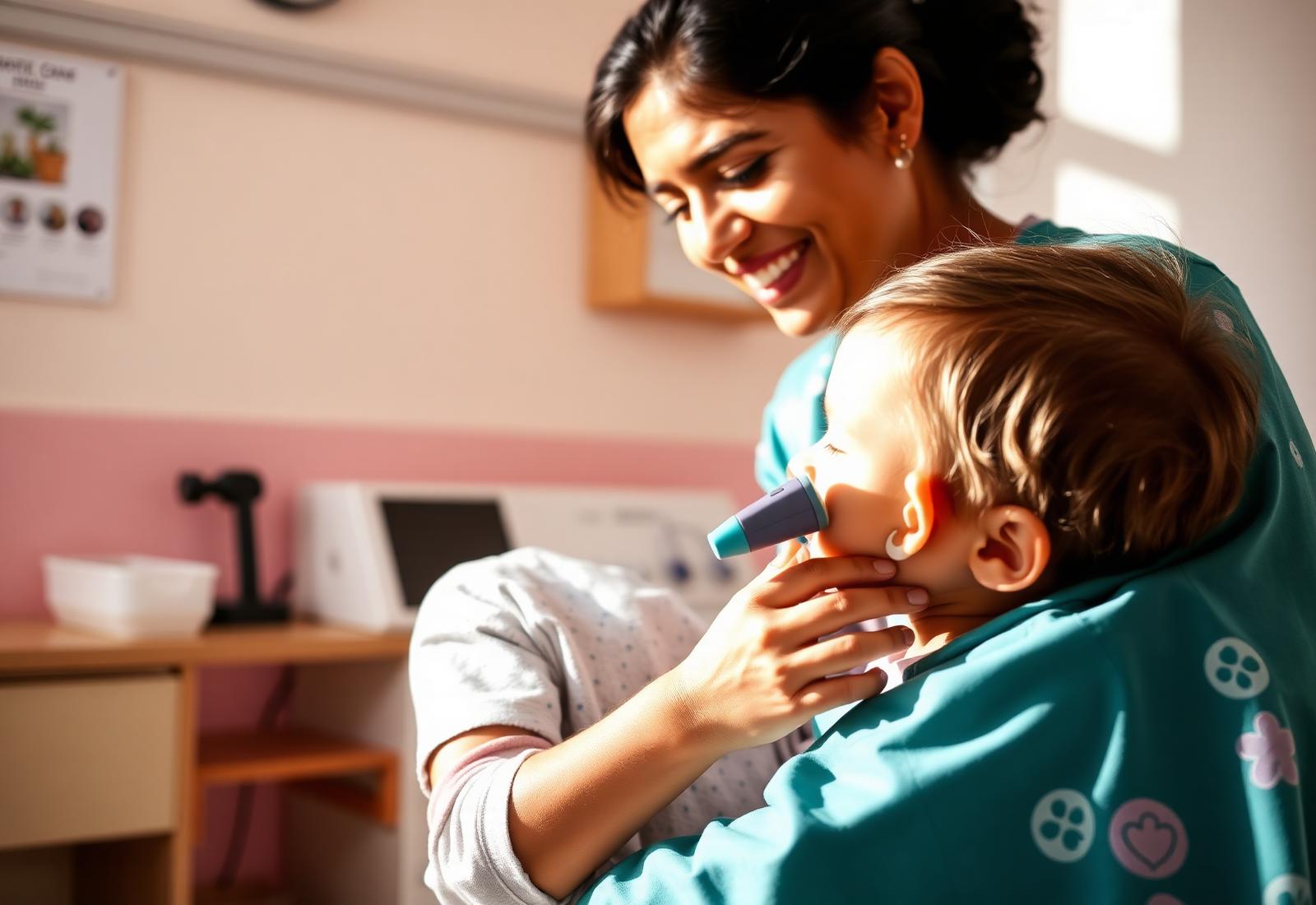 Speech and hearing therapist with a child